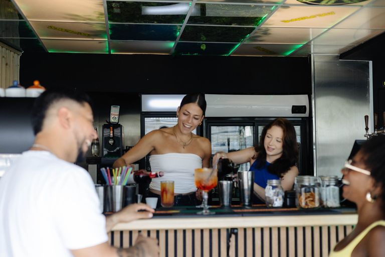 Cocktails across the bar